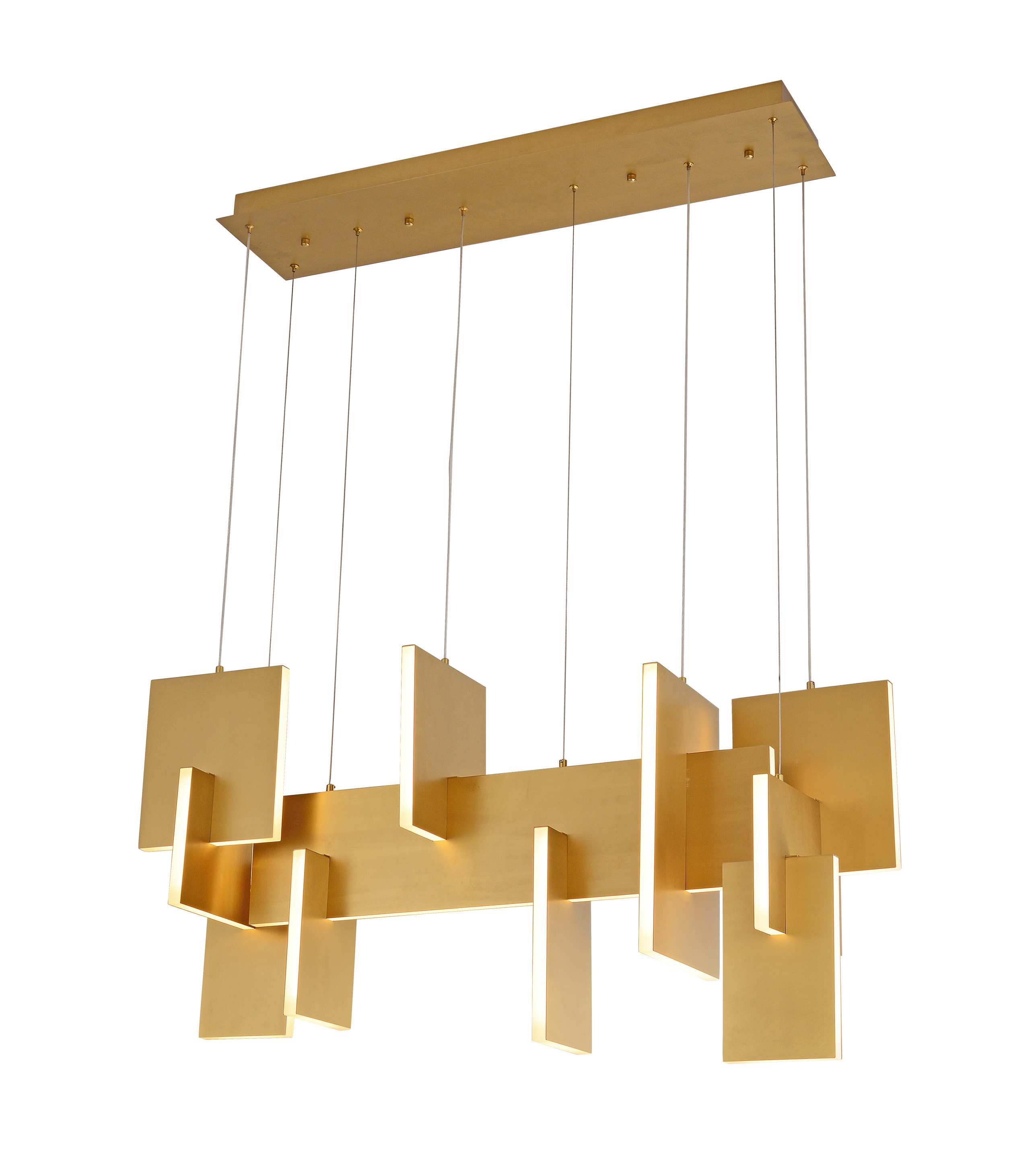 Altın Geometrik Panel Lineer Avize