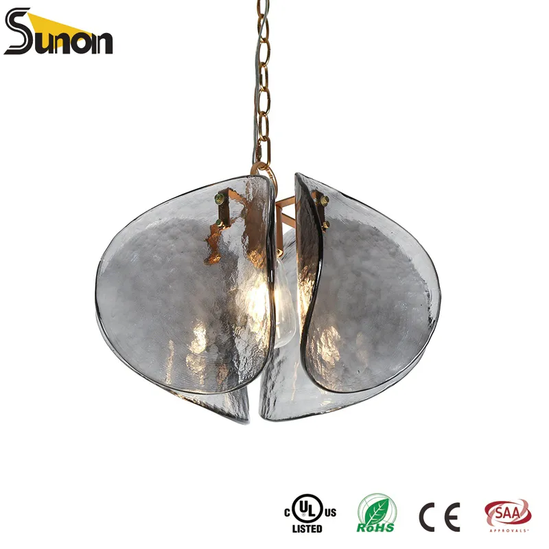Smoke Gray Glass Modern Single Pendant Light