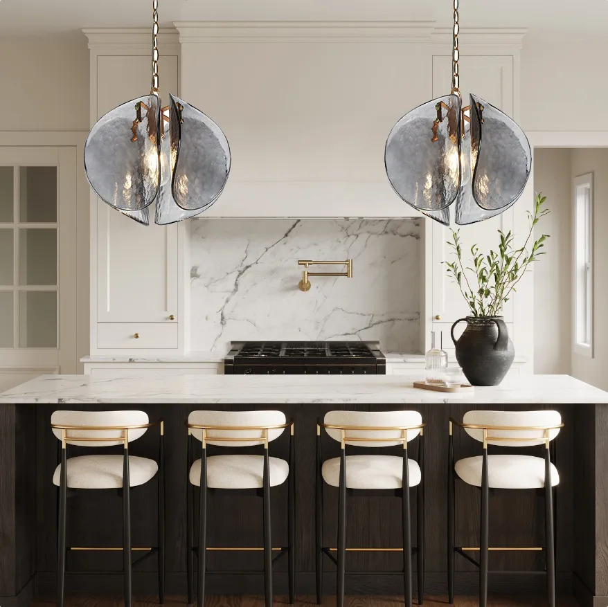 Smoke Gray Glass Modern Single Pendant Light